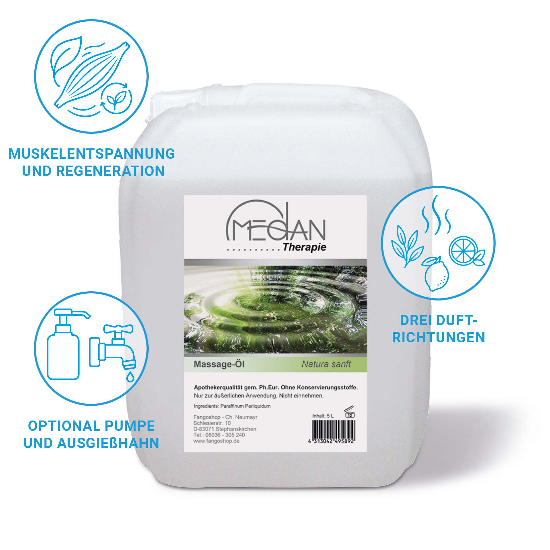 MEDAN Massage-Öl, Natura sanft, 5 Liter