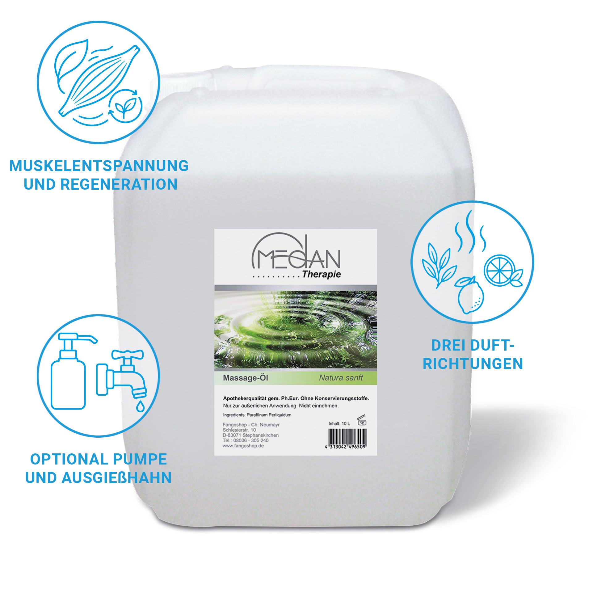 MEDAN Massage-Öl, Natura sanft, 10 Liter