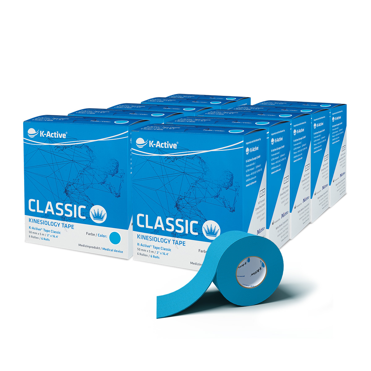 10 x K-Active® Tape Classic 6er-Box BLAU 