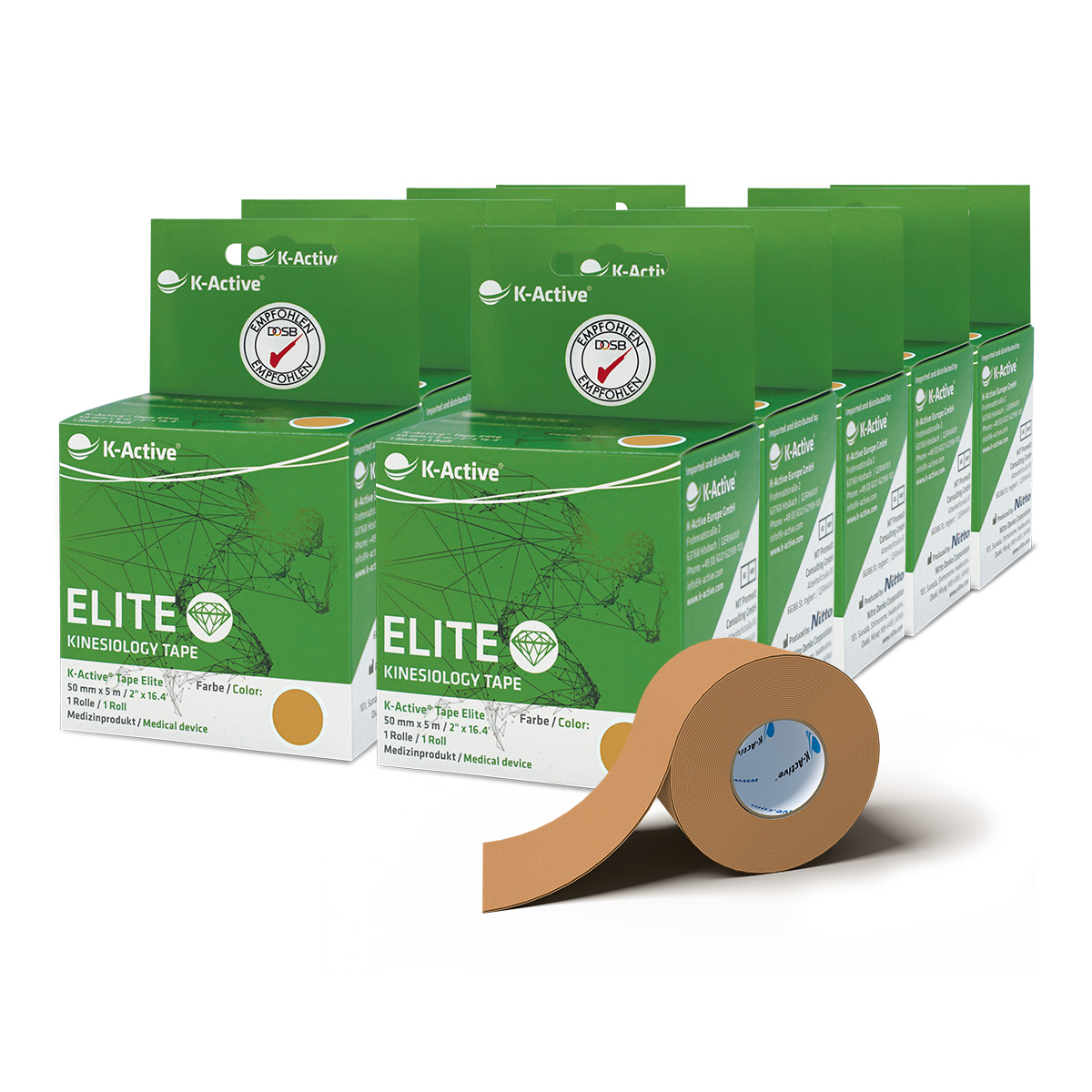 10 x K-Active® Tape Elite 1er-Box BEIGE 