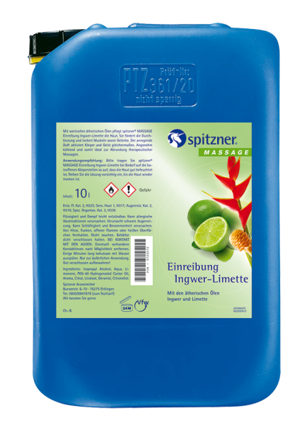 Spitzner® Einreibung, Ingwer-Limette, 10 Liter