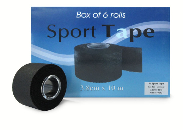 PC-Sporttape 3,8 cm x 10 m, 6er Box, schwarz